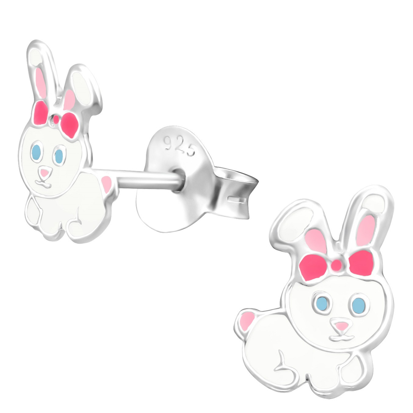 SLUYNZ Sterling Silver Bunny Rabbit Stud Earrings - CZ Accent Hypoallergenic Earrings For Women