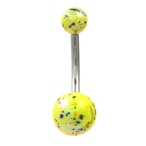 Glossy Yellow Paint Splatter Non-Dangle Belly Ring