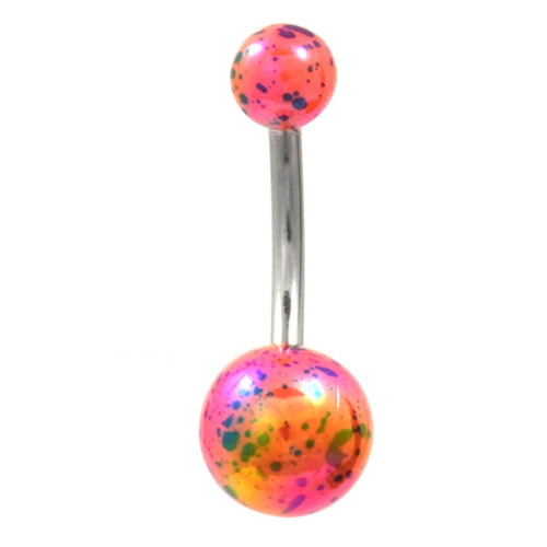 Glossy Orange Paint Splatter Non-Dangle Belly Ring