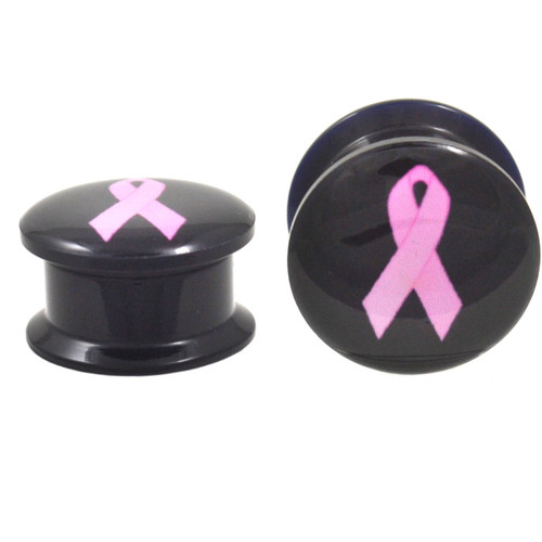 Breast Cancer Awareness Ribbon Plugs (8g-13/16")