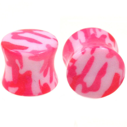 Pink Camouflage Camo Saddle Fit Ear Plugs (2g-5/8")