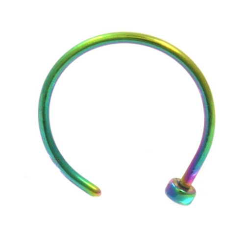 20G Rainbow Titanium Plated Nose Ring Hoop