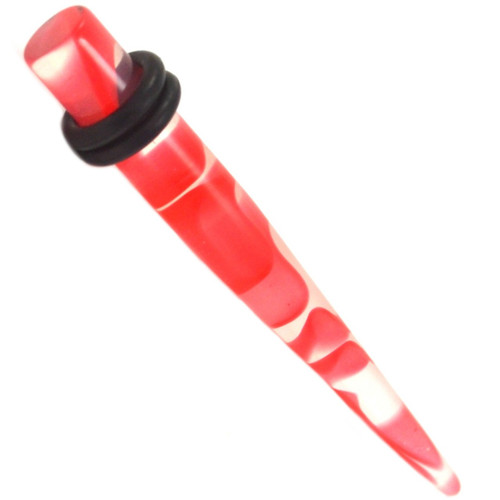 Red Swirl Pattern Acrylic Ear Stretching Tapers (10g-00g)