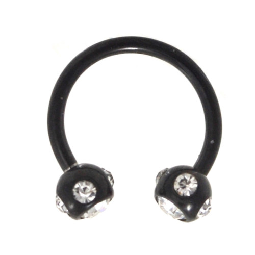 Black Matte Spiked Circular Horseshoe Ring 16G (3 Sizes) | BodyDazz.com
