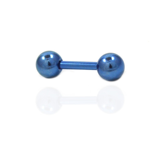 Blue Titanium Short Barbell Earring 16g 1/4"