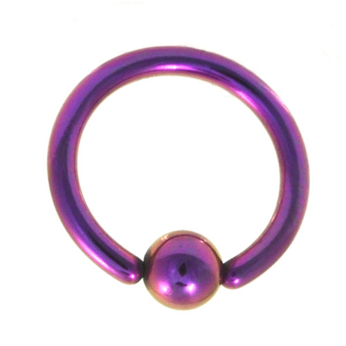 Purple Fixed Ball Captive Bead Ring CBR 14G 3/8"