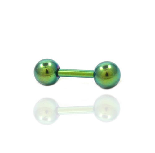 Green Titanium Short Barbell Earring 16g 1/4"