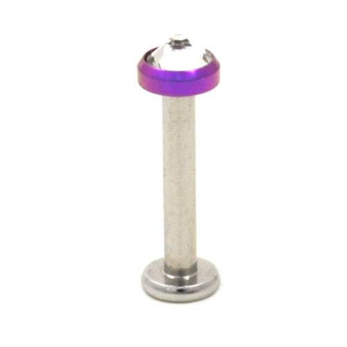 Purple Titanium/Steel Gem Labret Monroe Bar - 14G 3/8"