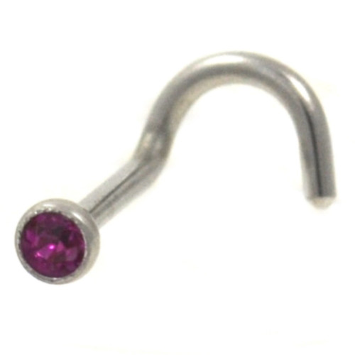 2mm Round Fuchsia Gem Nose Screw Ring 20G/18G