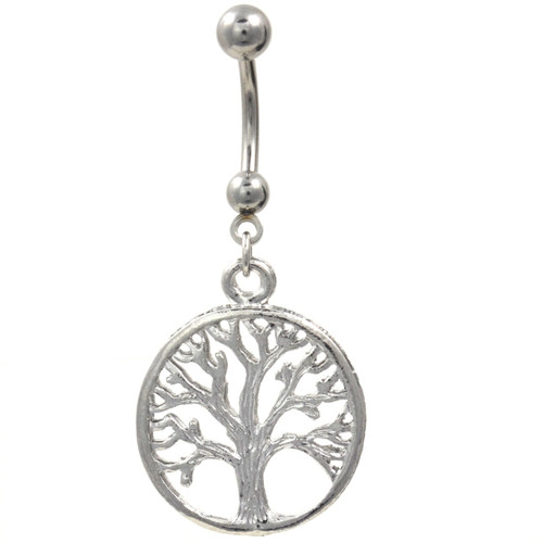 Tree of Life Stainless Steel Belly Button Ring 