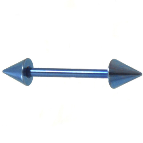 Blue Titanium Spike Ends Nipple Ring Barbell 14g 5/8"