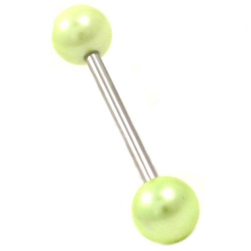 Green Pearlescent Balls Straight Barbell 14g 5/8"