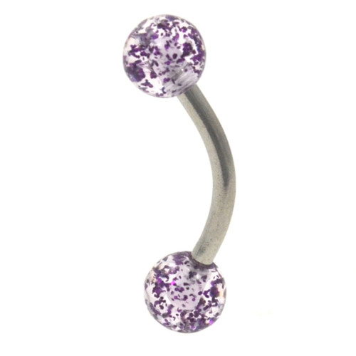 Purple Glitter Balls Curved Barbell Jewelry 16g 5/16"
