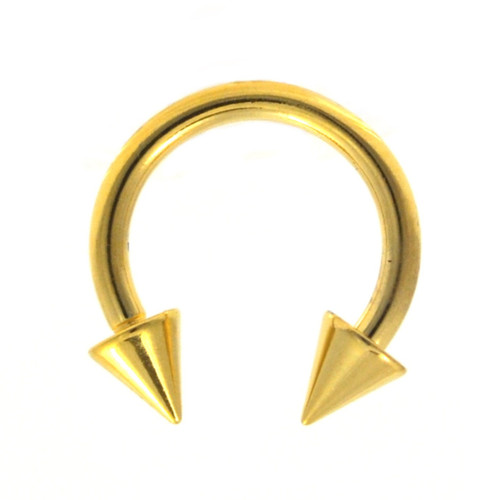Gold Plated Spike Ends Horseshoe Circular 14G 