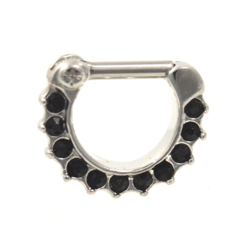 1pc 100% SURGICAL STEEL Five-Crystal Gem Septum Clicker 16g or