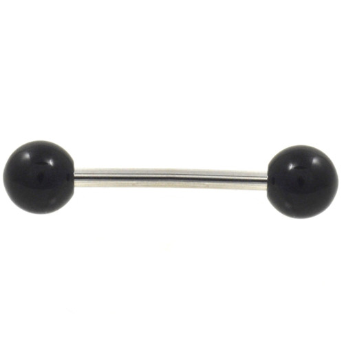 Black UV Balls Tongue Ring Nipple Barbell 14G (2 sz)