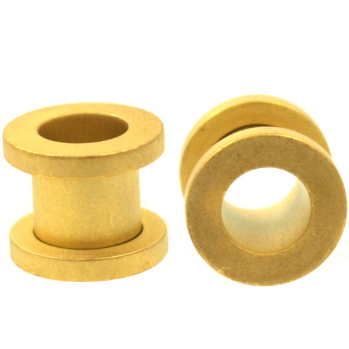 Gold Plated Matte Screw Fit Tunnel Plugs (8g-1")