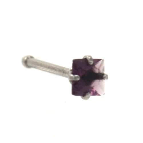 3mm Square Purple Gem Nose Ring Bone 20g 5/16"