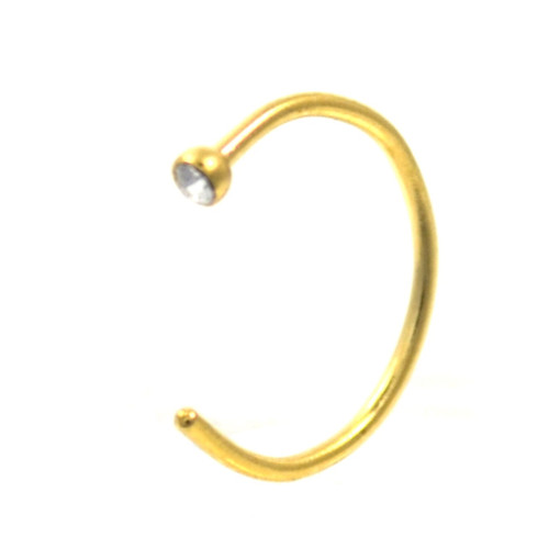2mm Clear CZ Gold Plated Nose Hoop Ring 20 Gauge