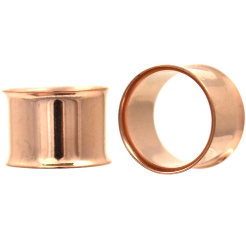 Rose Gold Plated Double Flared Tunnels Plugs (8g-1")