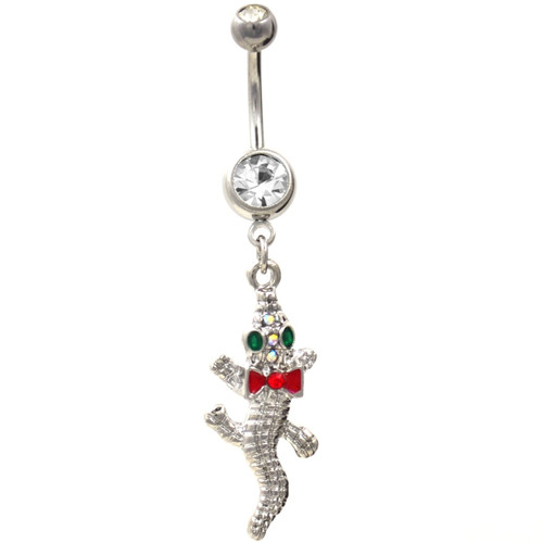 Snazzy Christmas Colored Gator Belly Ring 