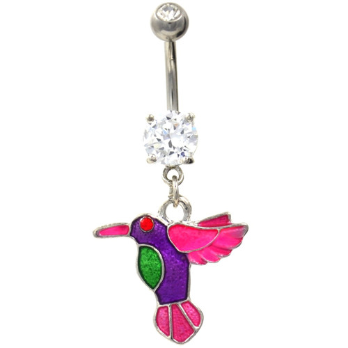 Beautiful Flying Hummingbird Belly Button Ring 
