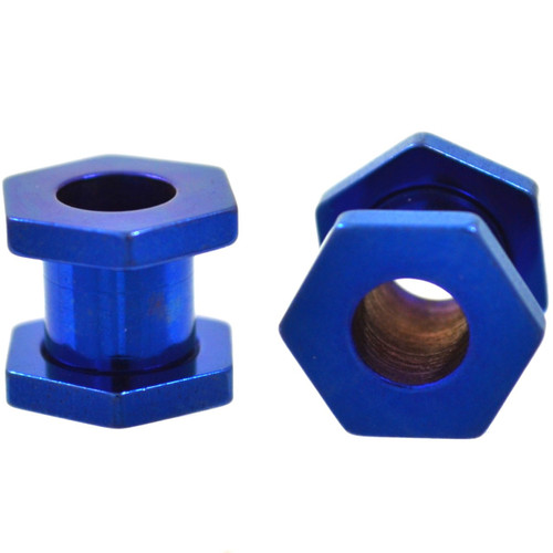 Blue Titanium Hexagon Screw Tunnels (10g-00g)