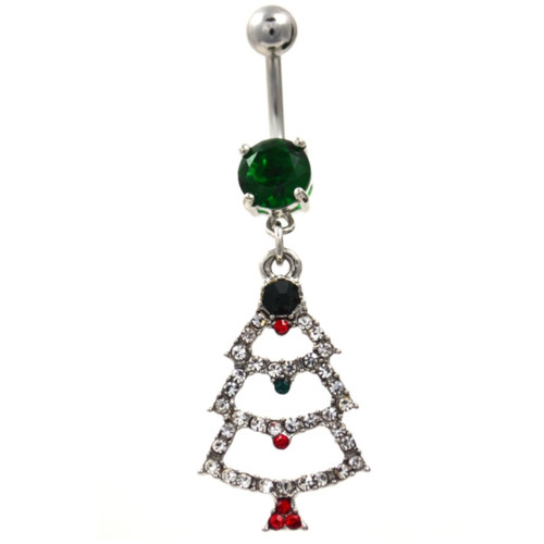 Decked Out Christmas Tree  Belly Button Ring