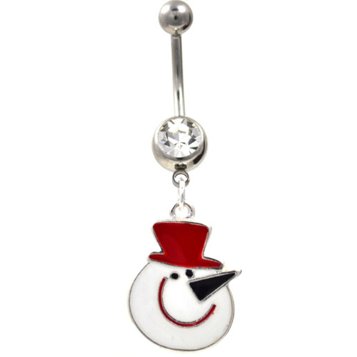 Pointed Nose Cute Snowman Belly Button Ring