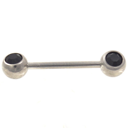 Double Black Gem Steel Nipple Barbell 14g 5/8"