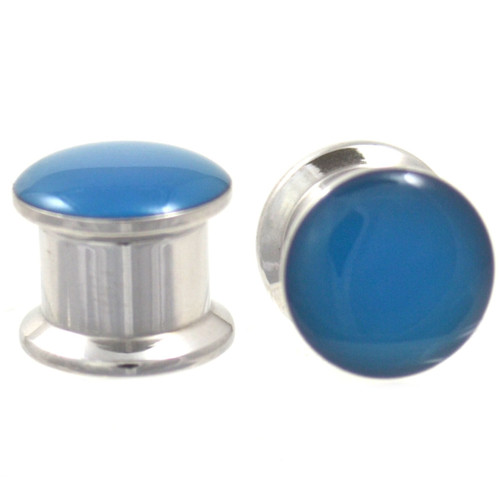 Blue Glow In The Dark Dome Steel Ear Plugs (4g-1/2")