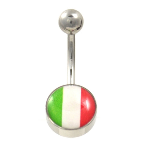 Italian Flag Disc Non-Dangle Belly Ring