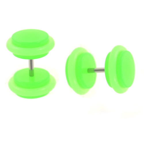 Neon Green Acrylic Fake Plug Earrings (0g Look)