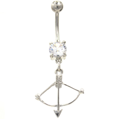 Bow & Arrow Dangle Stainless Steel Belly Ring