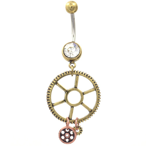 Steampunk Style Gears & Dangles Belly Ring