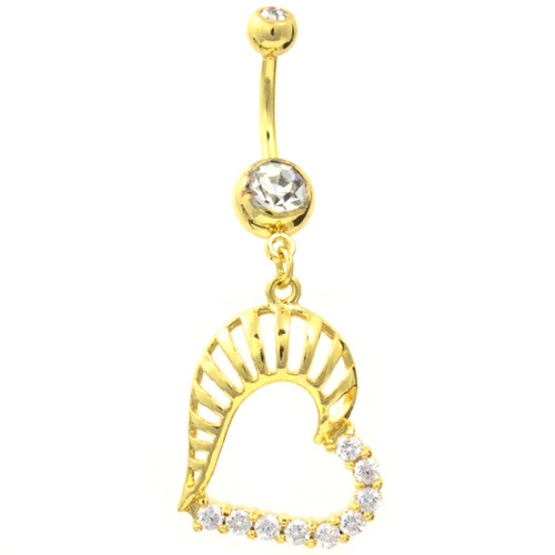 Gold Plated Half Shell Heart Belly Button Ring