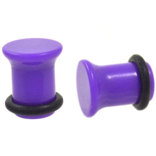 Purple Single Flared Solid Acrylic Plugs (10g-1")