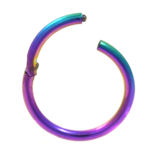 Rainbow Hinged Segment Ring Hoop 14G (2 Sizes)