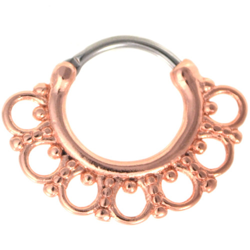 Ornate Design Rose Gold Septum Clicker (16G/14G)