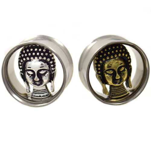 Copper/Steel Buddha Double Flared Tunnels (2g-1") Copper/Steel Buddha Double Flared Tunnels (2g-1")