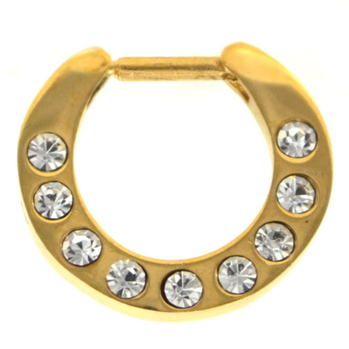 Gold 9-Gem Set Septum Clicker Jewelry 16G