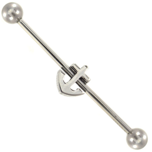 Nautical Anchor Steel Industrial Barbell 14g 35mm