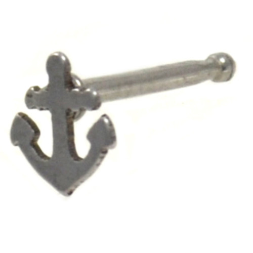 Nautical Anchor Top Nose Ring Stud 20G