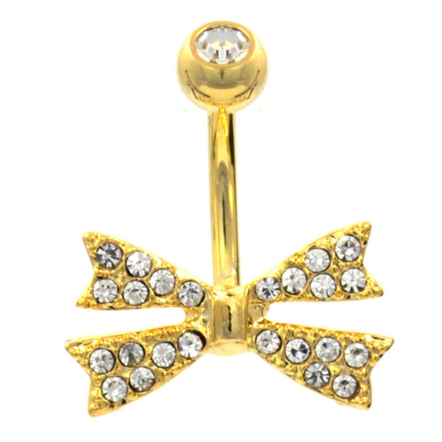 Snazzy Bow Tie Gold Plated Belly Ring