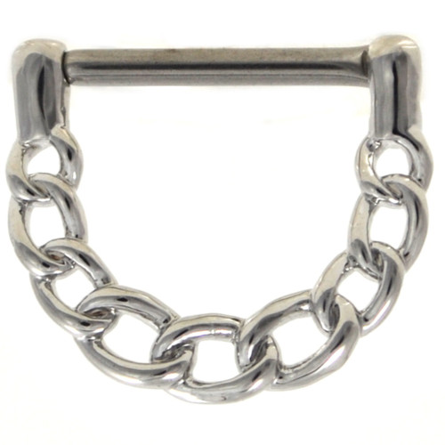 PAIR - Chain Links Steel Nipple Clicker 14g 1/2"