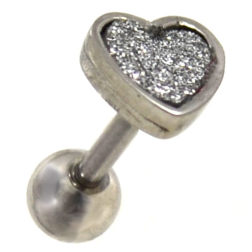 Sand Glitter Heart Cartilage Earring 16g 1/4"