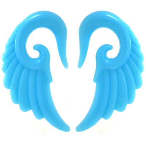 Light Blue Angel Wing Acrylic Tapers (8g-1/2")