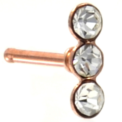 Triple Accent Line Rose Gold-Tone Nose Ring Stud 