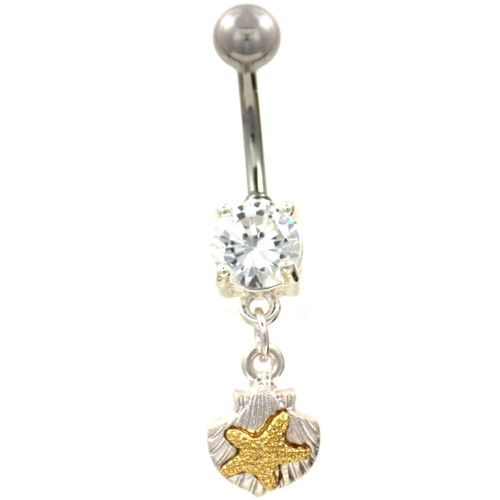 Starfish & Shell Combo Dangle Belly Ring
