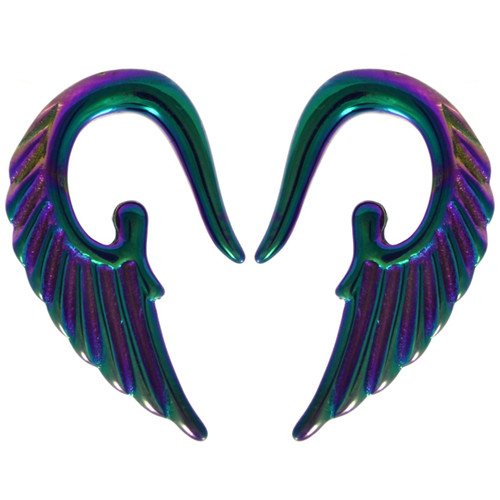 Rainbow Color Angel Wing Acrylic Tapers (14g-2g)